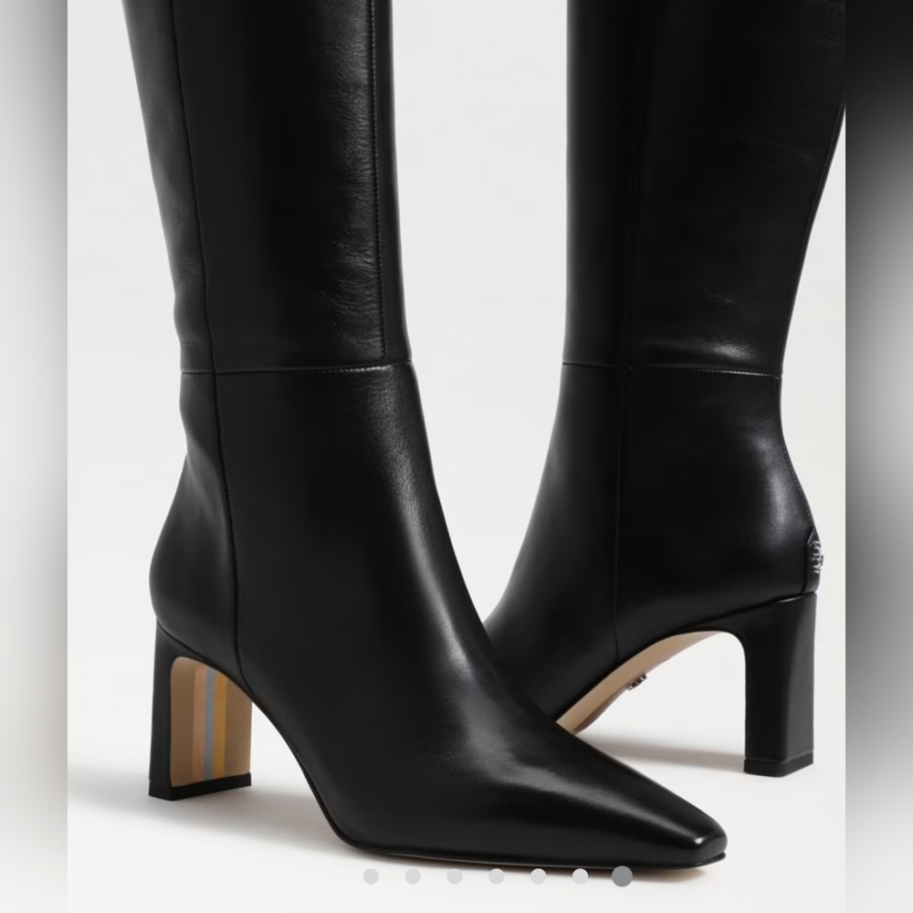 📣Sam Edelman The Sylvia Leather Black Tall Dress Boots  😍 With Box Size 9.5